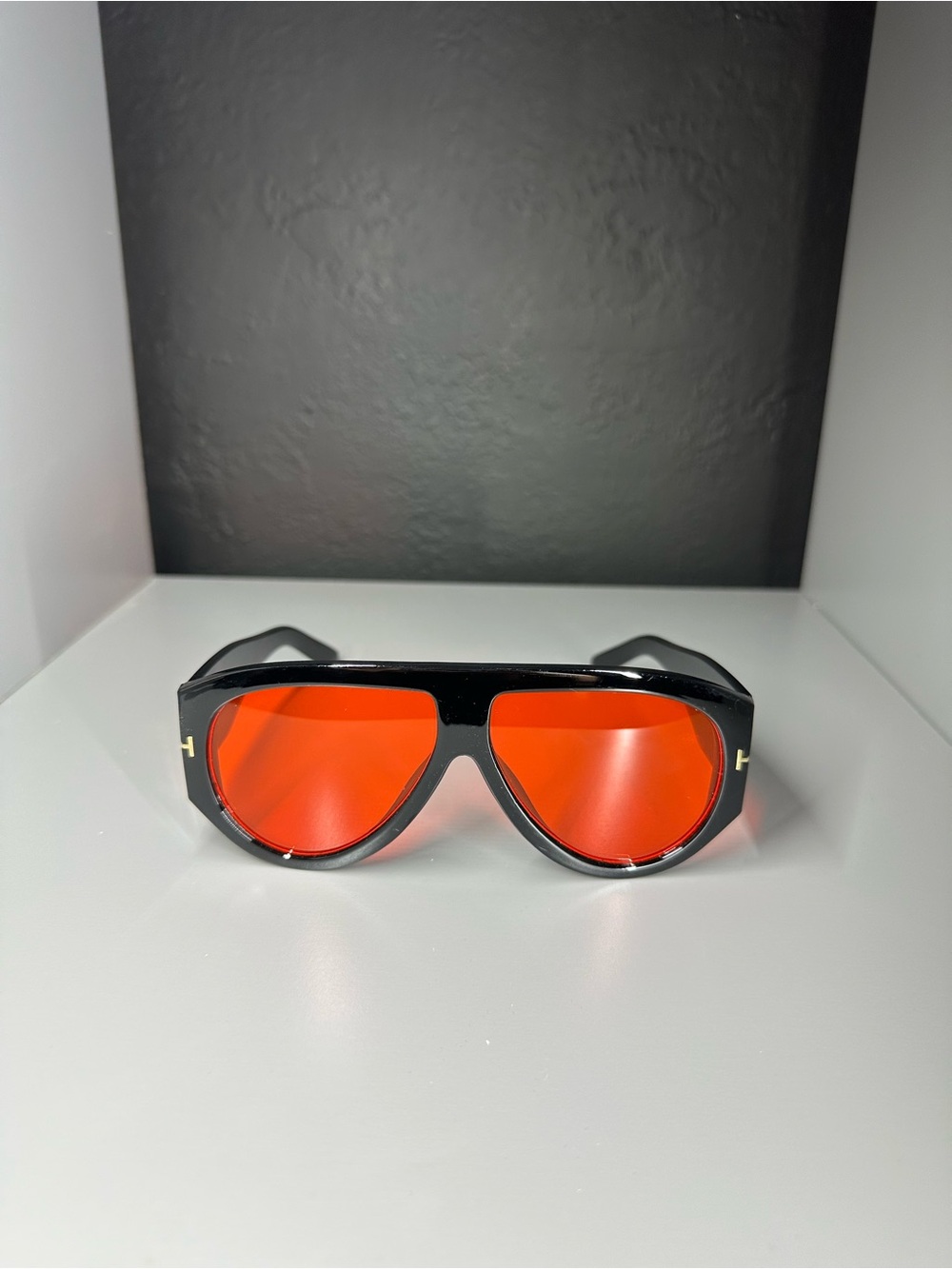 Black Frame Sunglasses with Red Lenses